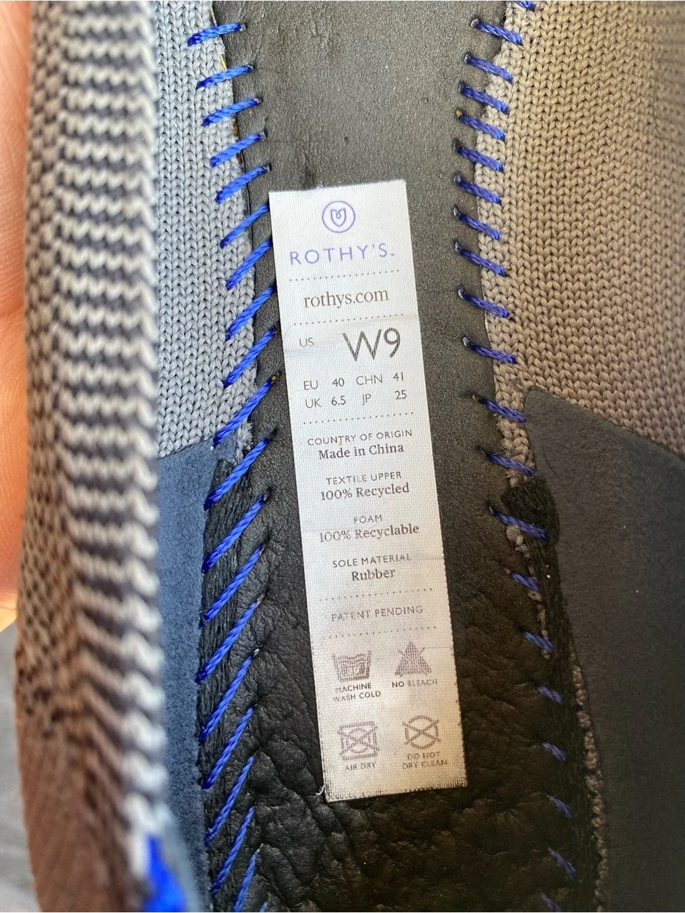 Rothy's The Pointed Toe Grey Knit Flats Women's Size 9